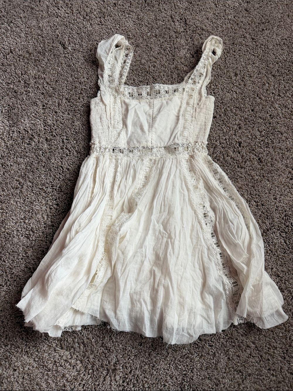 White Lace-Trim Mini Dress - Women's Summer Dress